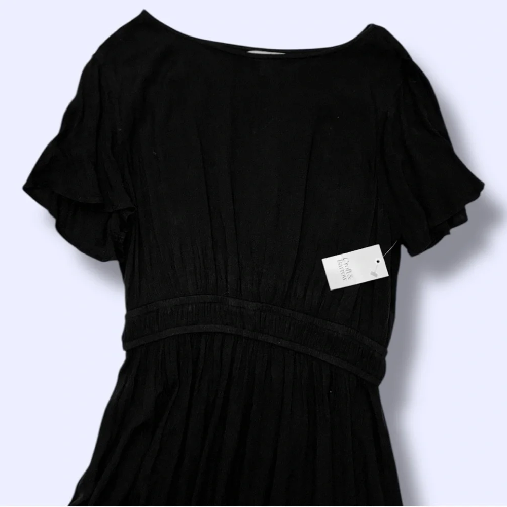 Croft & Barrow (Kohl’s) NWT Dress Mineral Black Flutter Sleeve Midi Women’s L